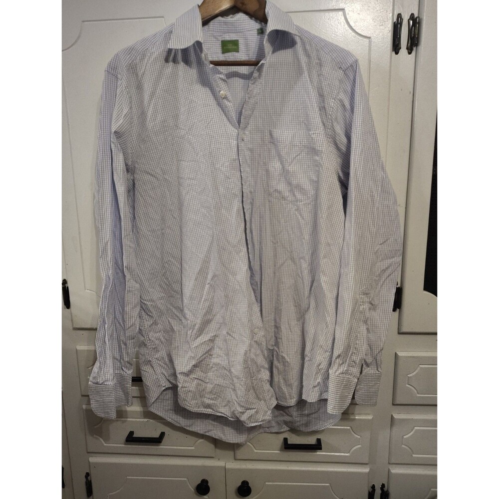 Sid Mashburn Blue Plaid Button Down Shirt 17/35 Long Sleeve